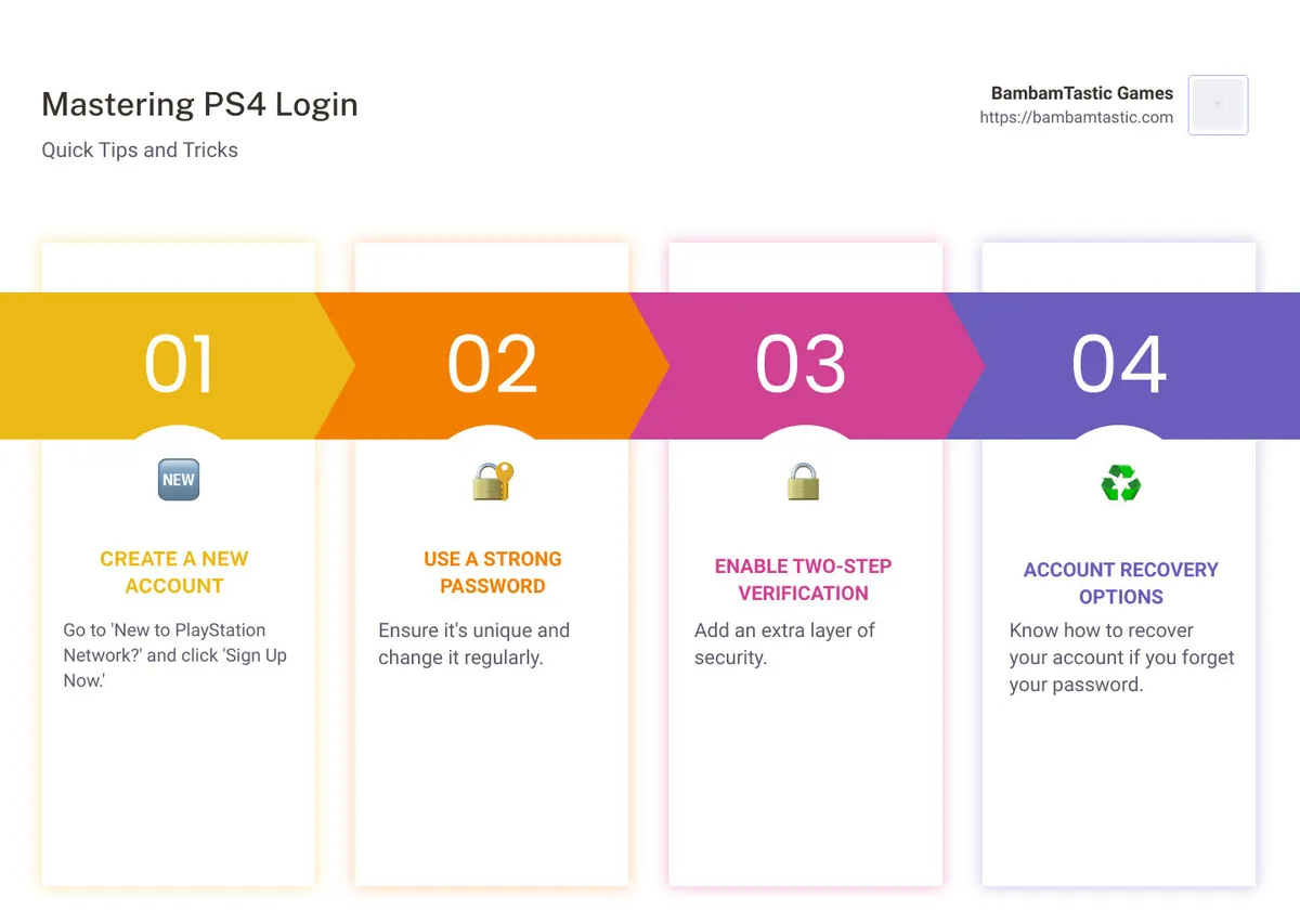 Account Management Infographic - ps4 login infographic pillar-4-steps