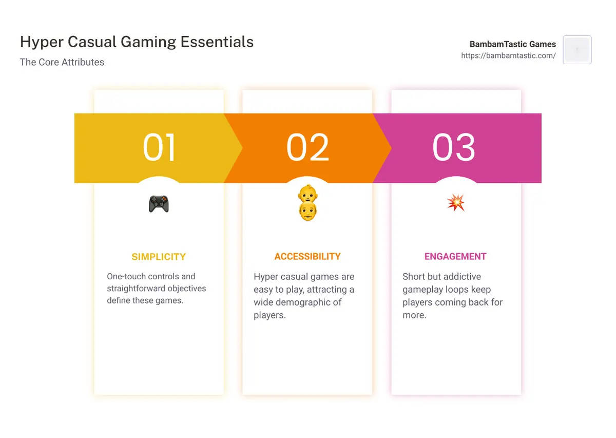 infographic on hyper casual gaming - what is hyper casual gaming infographic pillar-3-steps