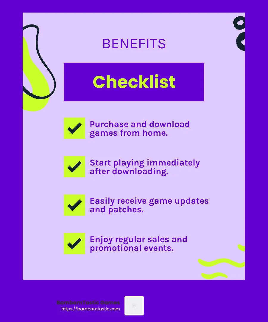 Digital Distribution Statistics - digital game distribution platforms infographic checklist-fun-neon Digital Distribution Statistics - digital game distribution platforms infographic checklist-fun-neon