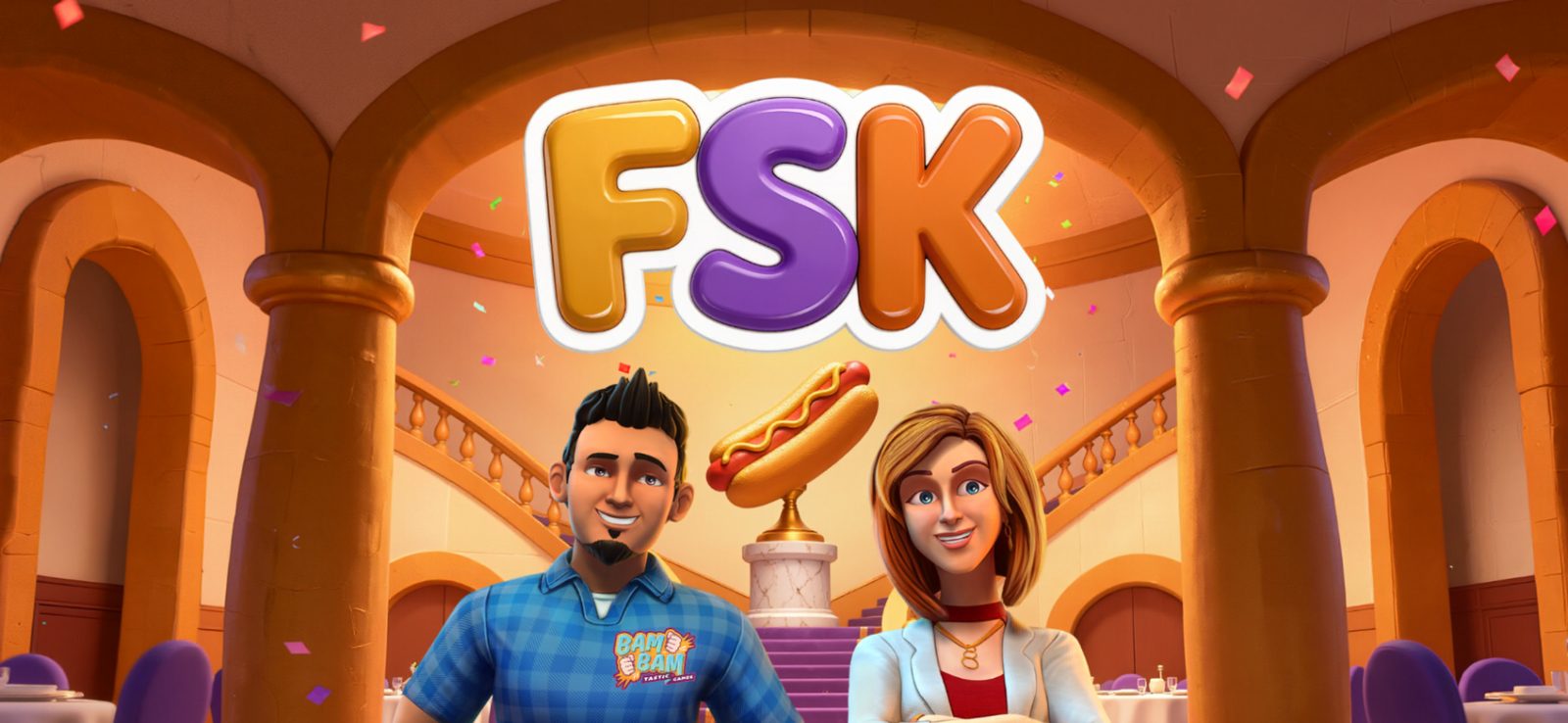 Find, Serve & Keep title screen with Adam and Krystle